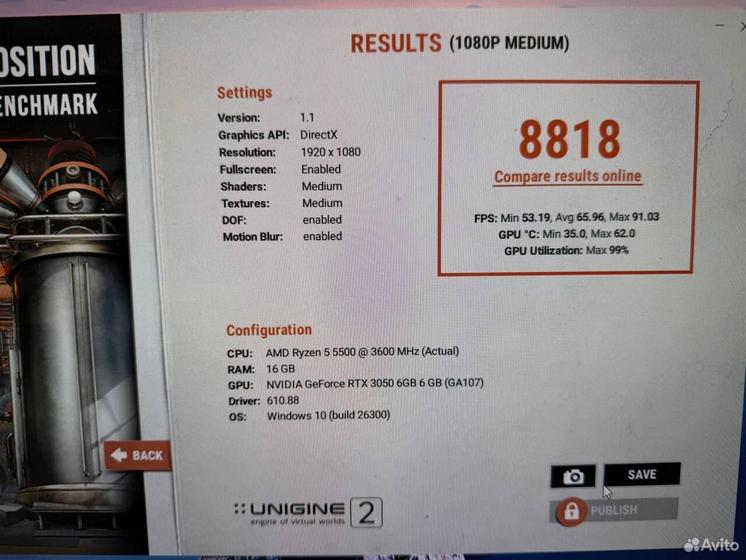 Пк AMD Ryzen 5 5500/ RTX 3050 6Gb/ Ram 16Gb