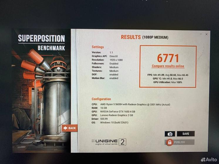 Ноутбук Lenovo AMD Ryzen 5 6 ядер/ GTX 1650 4Gb