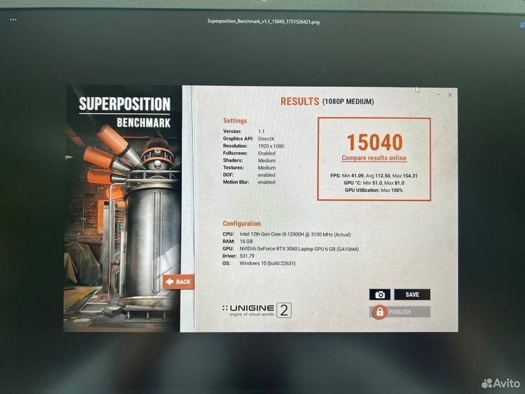 Ноутбук MSI Pulse Core i5 12 ядер/ RTX 3060 6Gb